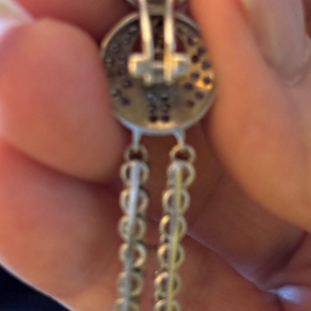 Elegant white gold diamond Dangle Earrings - Picture 4 of 7